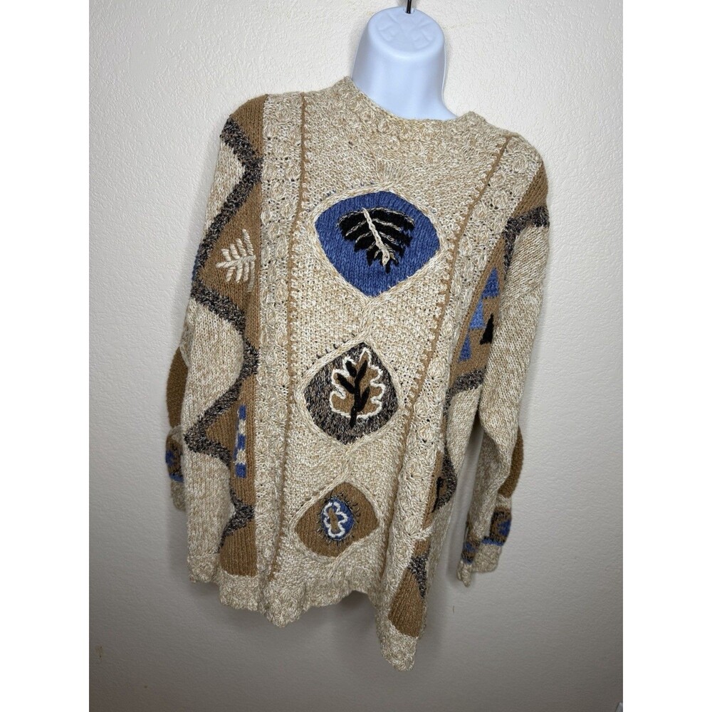 Sigrid Olsen Hand Knit Sweater Sz l large Long Sleeve Hand Knit Colorful Silk - Picture 6 of 12